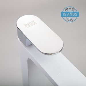 Grifo Para Lavabo Blanco Monomando INEX Europa Grifería Estandar Metálica Con Acabado Cromado Y Blanco